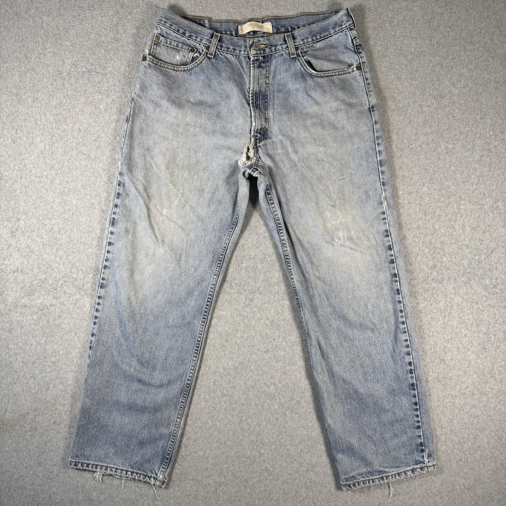 Levi's 550 Straight Relaxed Fit Light Wash Distressed Jeans Size 36x30
